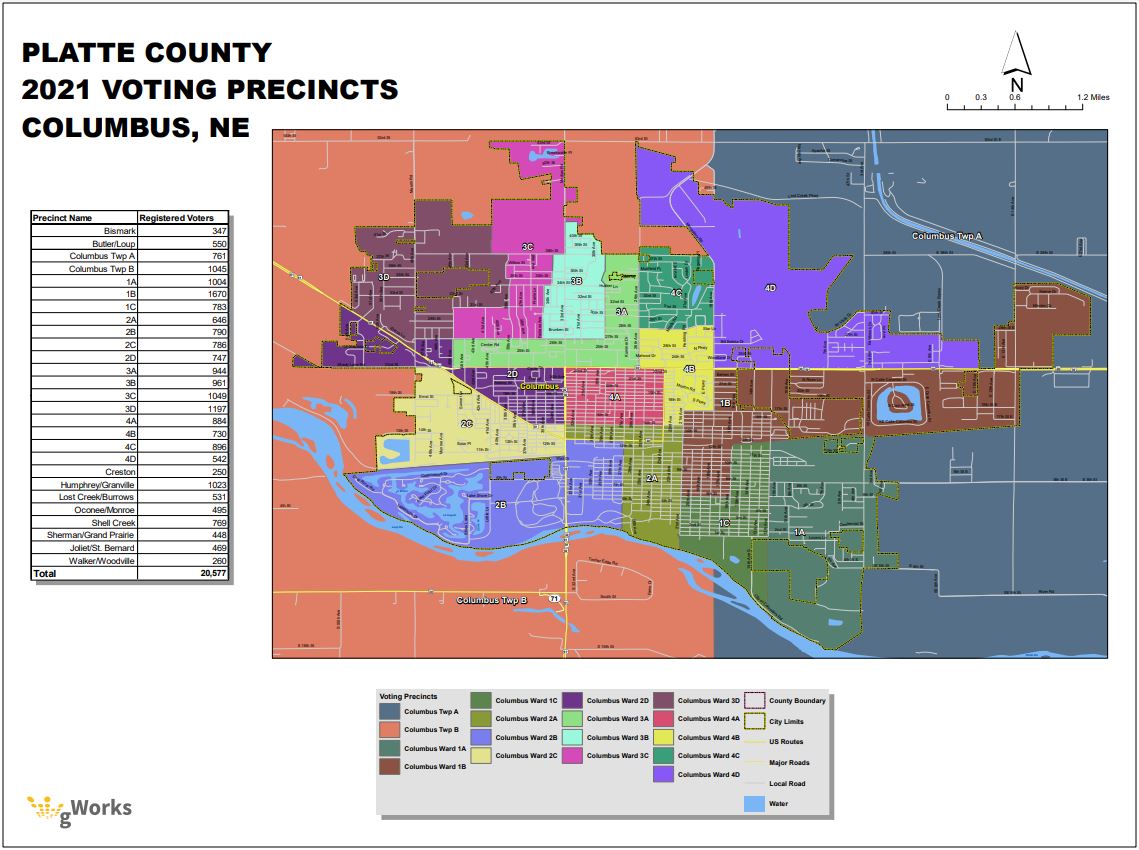 Click image above to download a copy of the precinct map for Columbus, Nebraska.