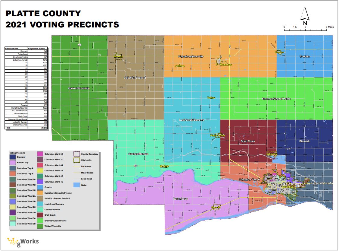 Click image above to download a copy of the precinct map for Platte County, Nebraska.