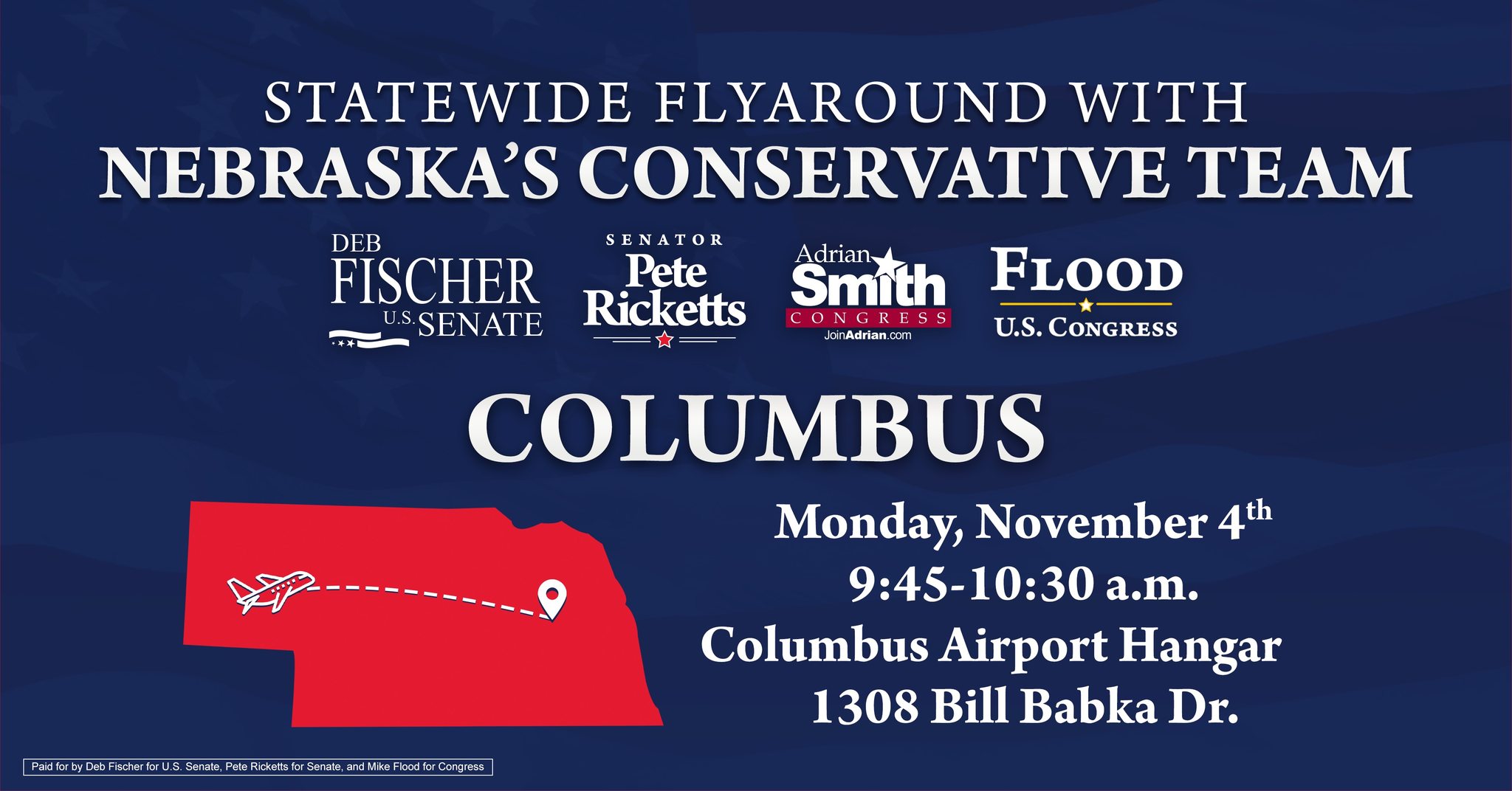 Nebraska Conservative Fly Around Stopping in Columbus November 4th